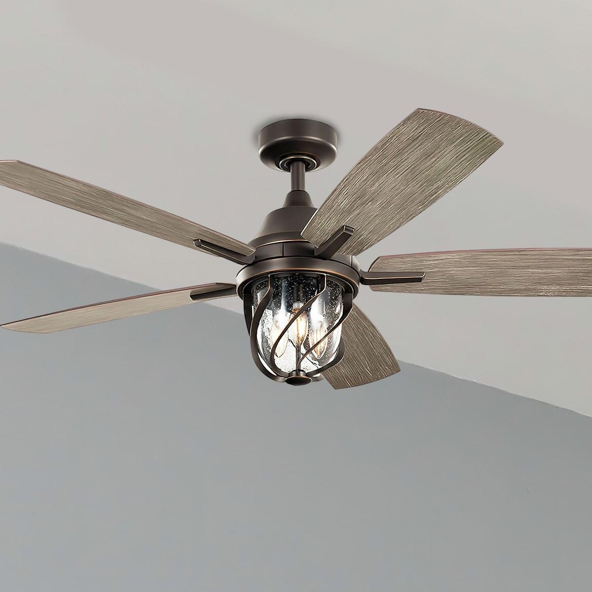 Lydra 52 Inch Rustic Caged Indoor/Outdoor Ceiling Fan With Light And Remote - Bees Lighting