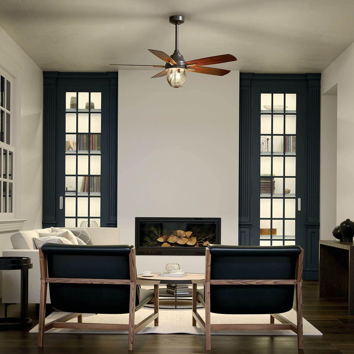 Lydra 52 Inch Olde Bronze Damp Rated Cage LED Ceiling Fan with Remote - Bees Lighting