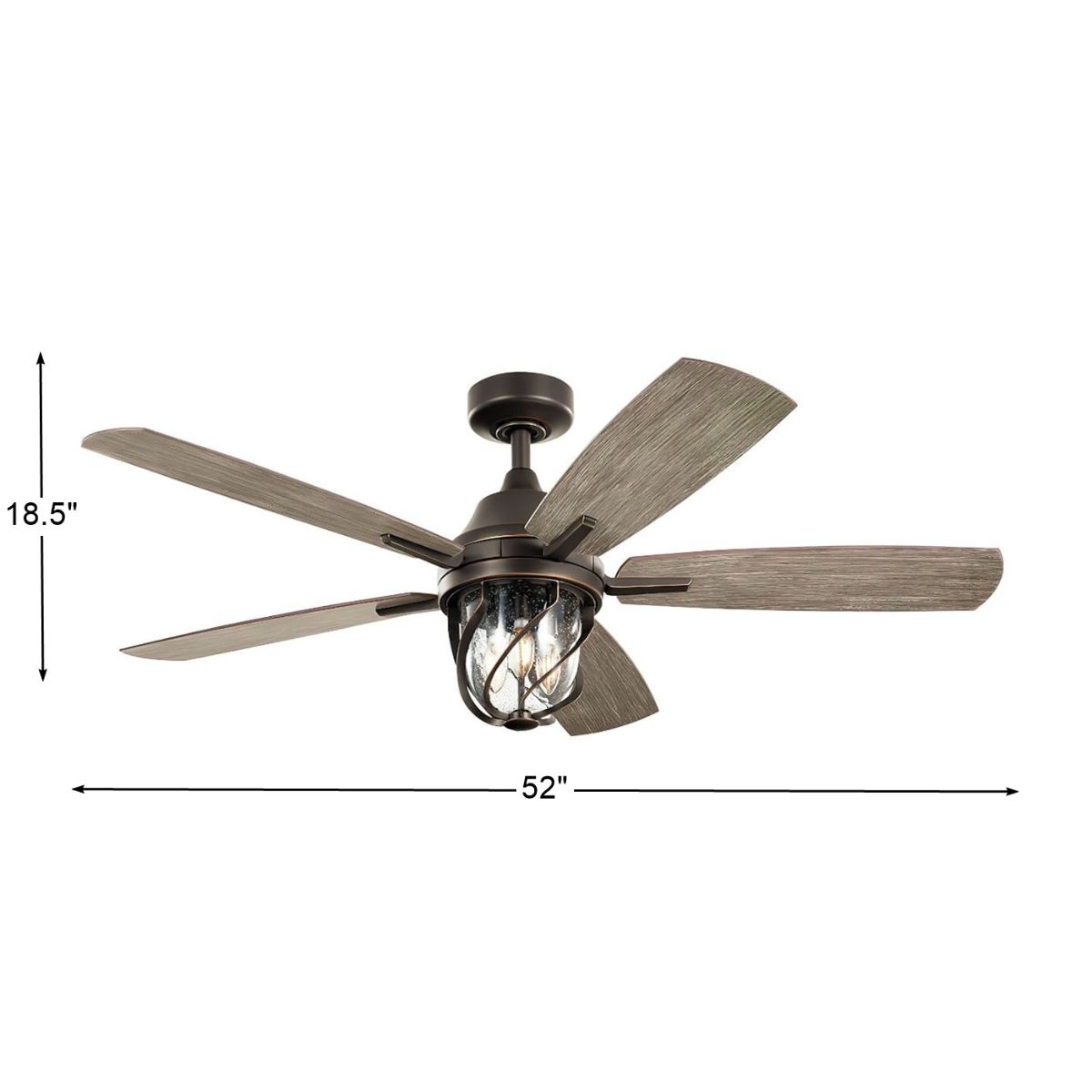 Lydra 52 Inch Olde Bronze Damp Rated Cage LED Ceiling Fan with Remote - Bees Lighting
