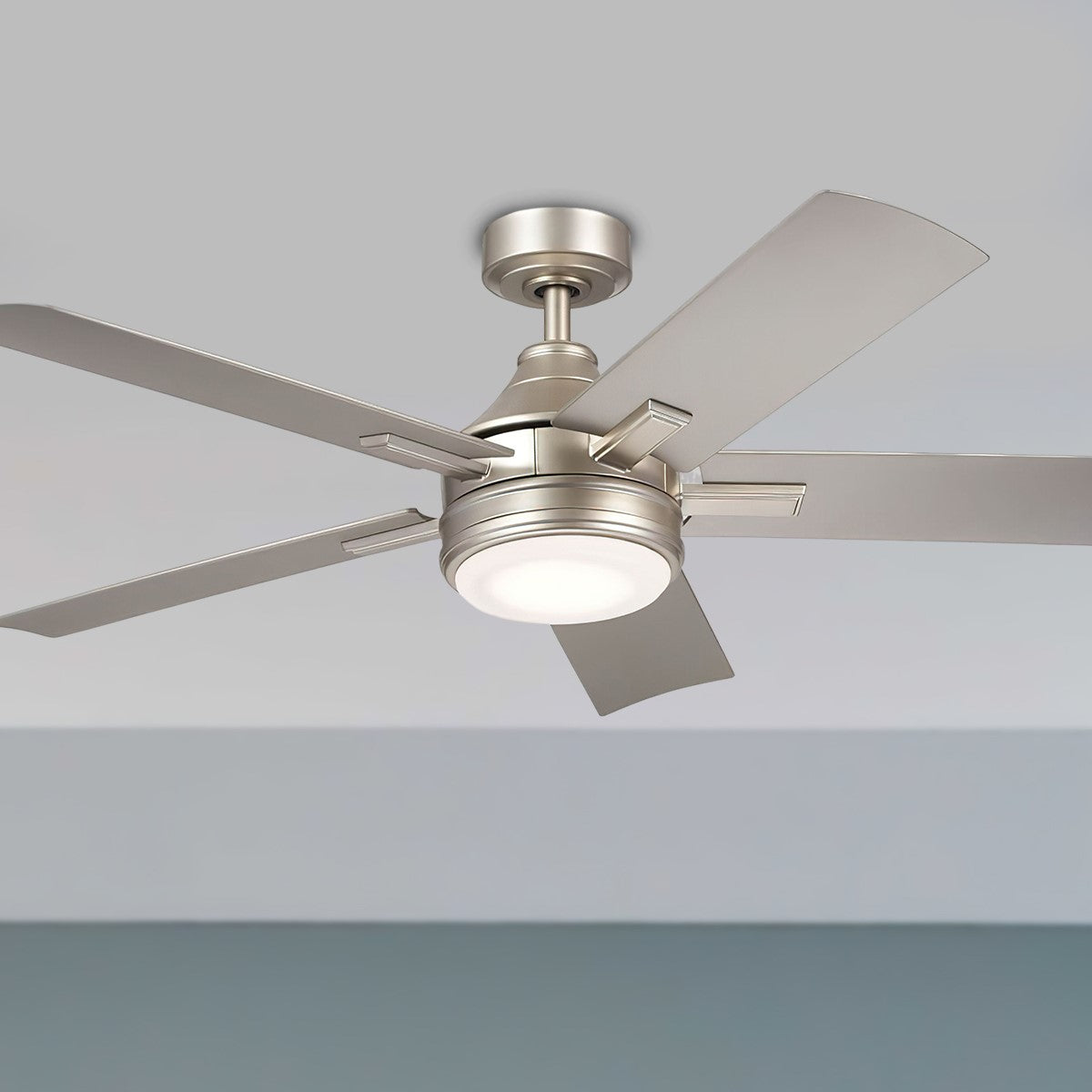 Tide 52 Inch Brushed Nickel LED Damp Rated Ceiling Fan with Remote - Bees Lighting