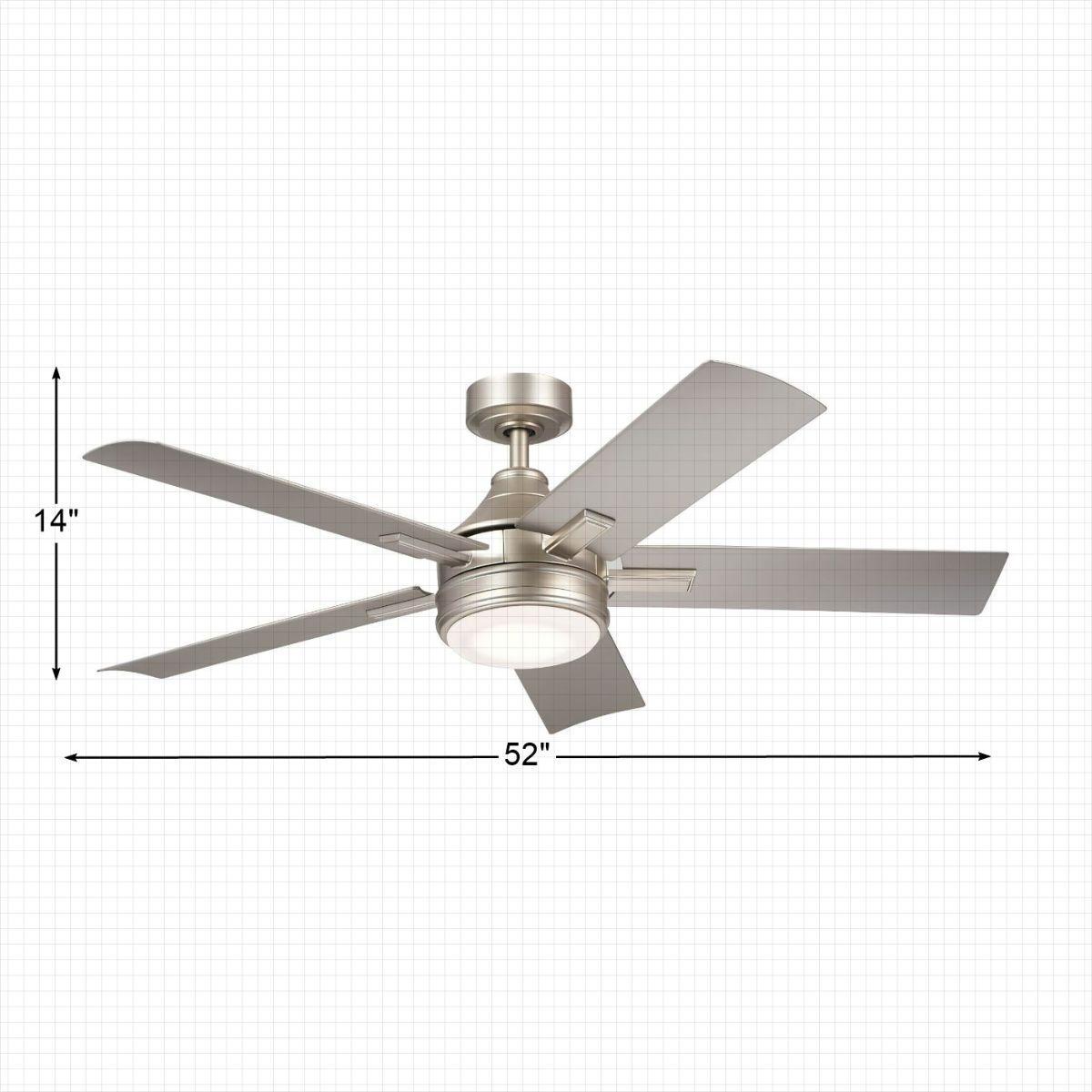 Tide 52 Inch Brushed Nickel LED Damp Rated Ceiling Fan with Remote - Bees Lighting