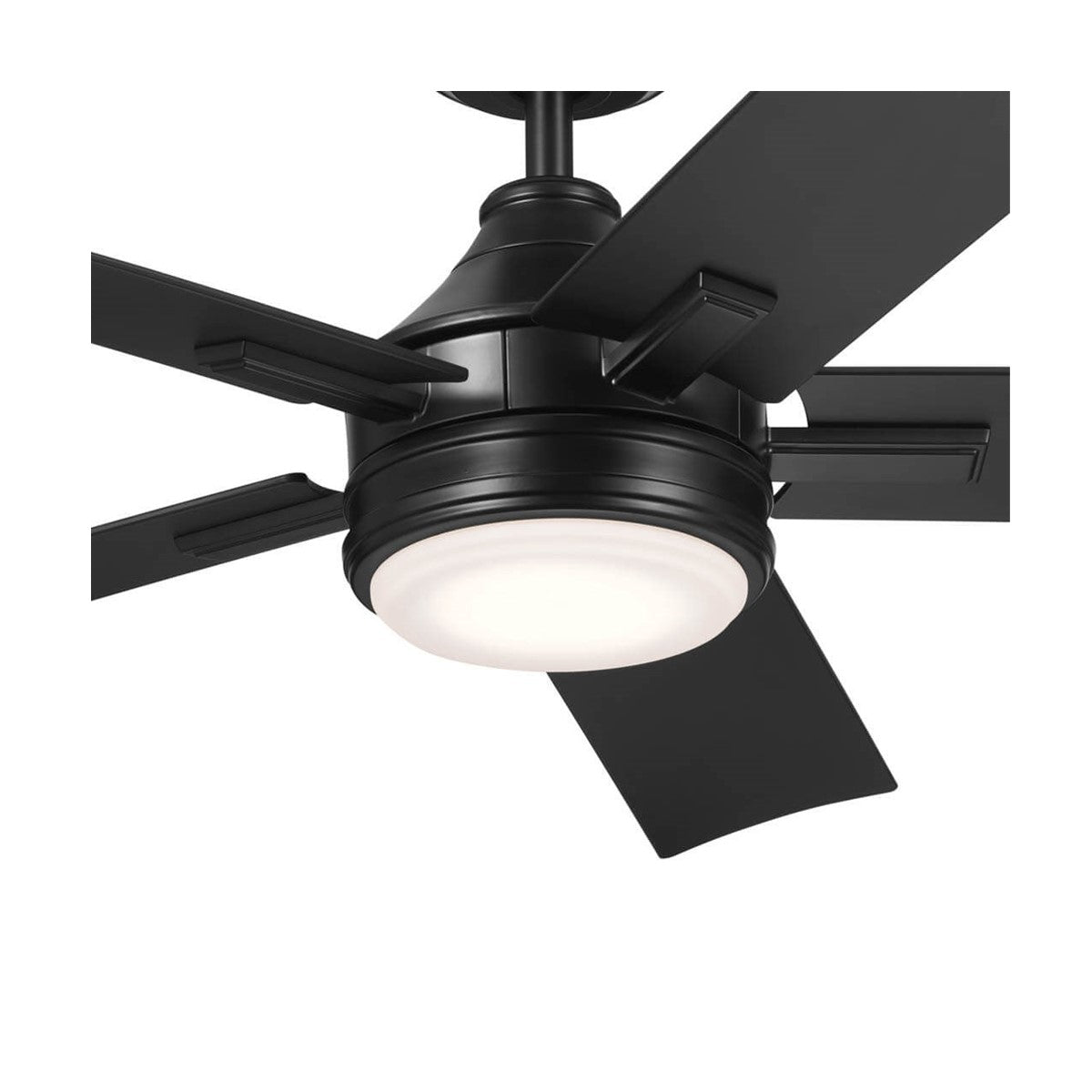 Tide 52 Inch Satin Black LED Damp Rated Ceiling Fan with Remote - Bees Lighting