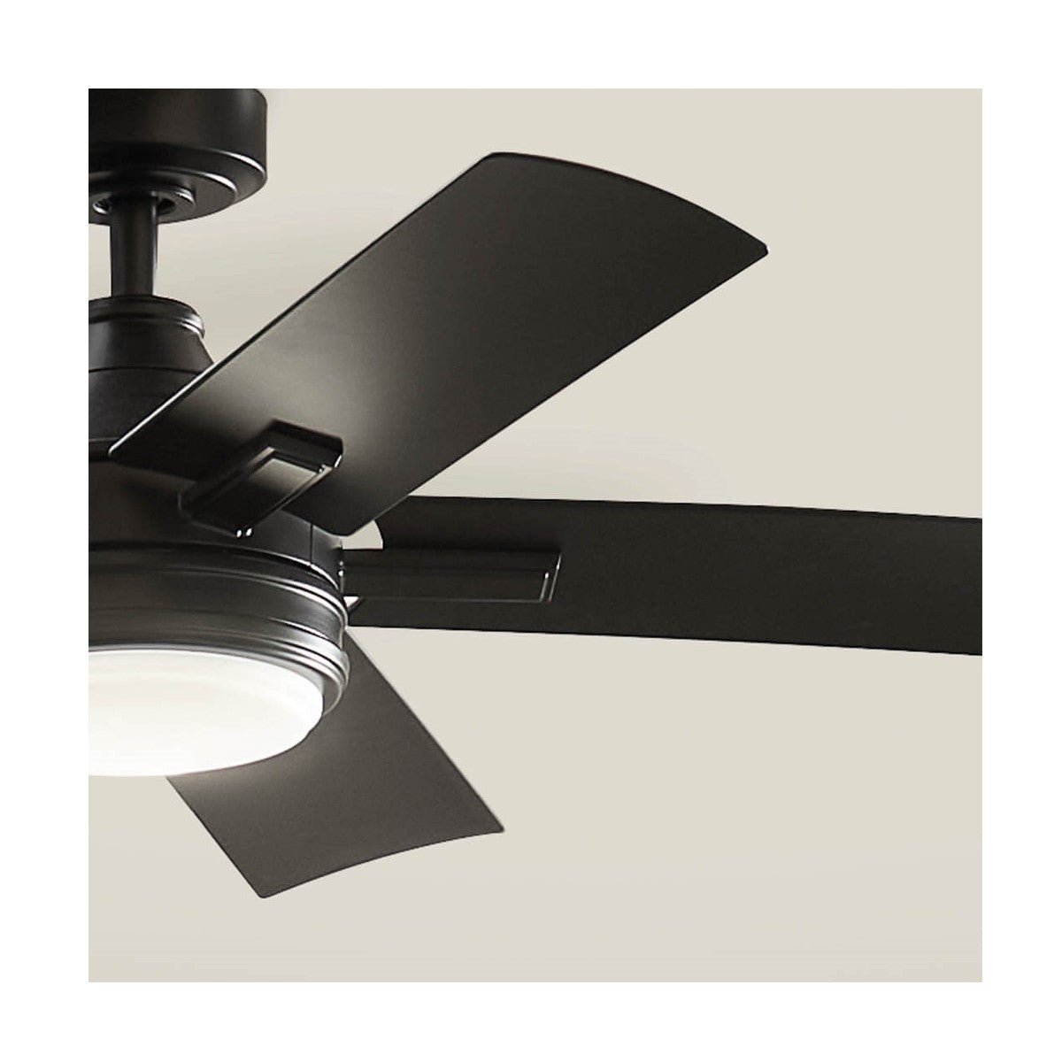 Tide 52 Inch Satin Black LED Damp Rated Ceiling Fan with Remote - Bees Lighting