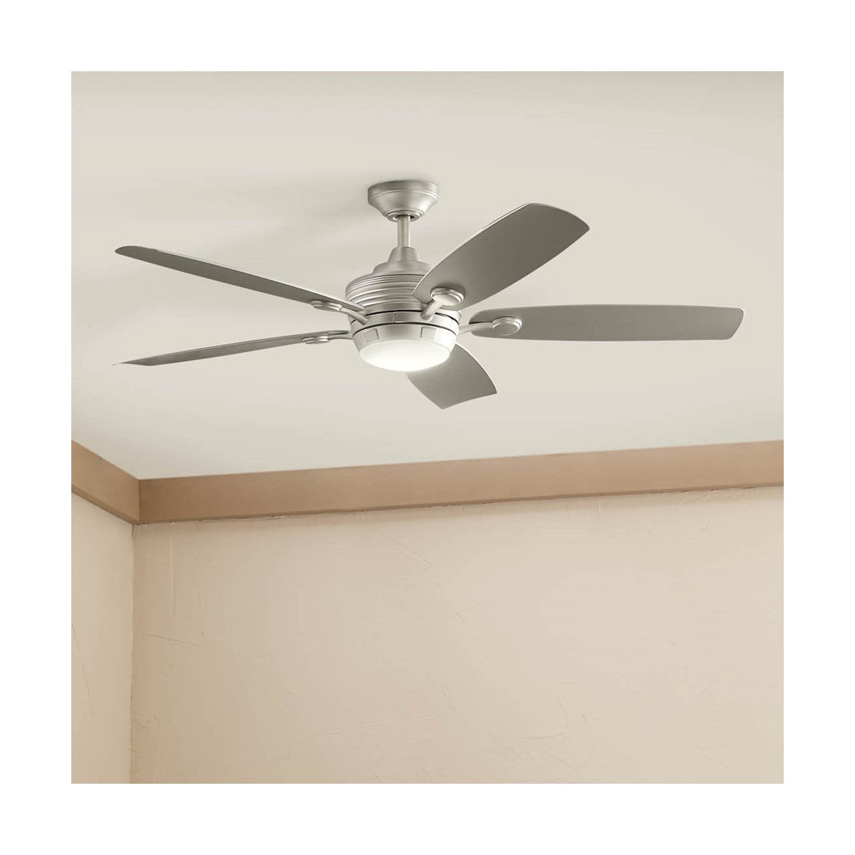 Tranquil 56 Inch Brushed Nickel LED Damp Rated Ceiling Fan with Remote - Bees Lighting