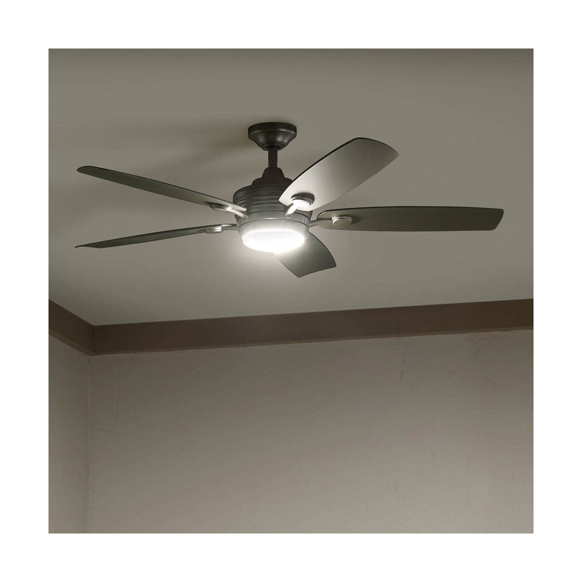 Tranquil 56 Inch Brushed Nickel LED Damp Rated Ceiling Fan with Remote - Bees Lighting