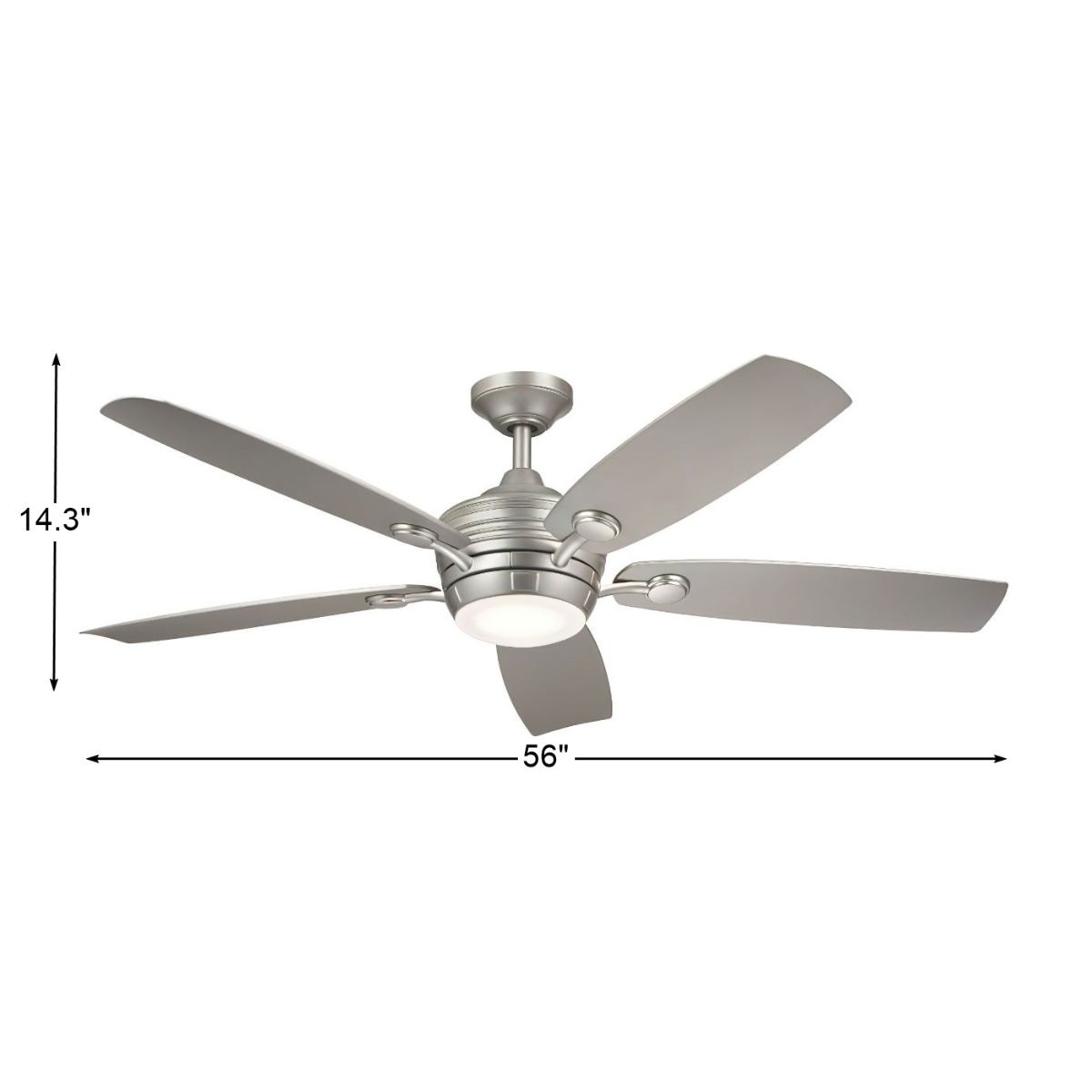 Tranquil 56 Inch Brushed Nickel LED Damp Rated Ceiling Fan with Remote - Bees Lighting