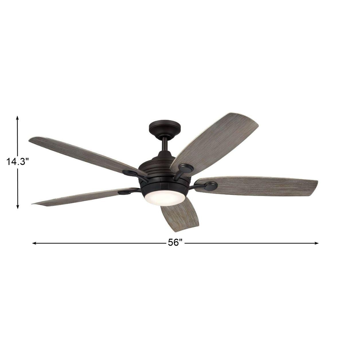 Tranquil 56 Inch Olde Bronze LED Damp Rated Ceiling Fan with Remote - Bees Lighting