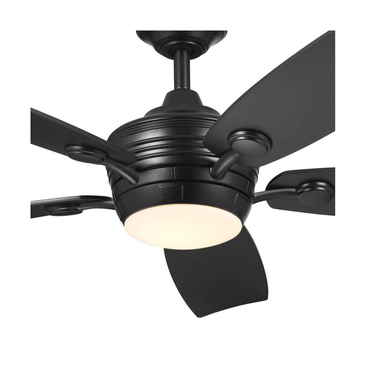 Tranquil 56 Inch Satin Black LED Damp Rated Ceiling Fan with Remote - Bees Lighting