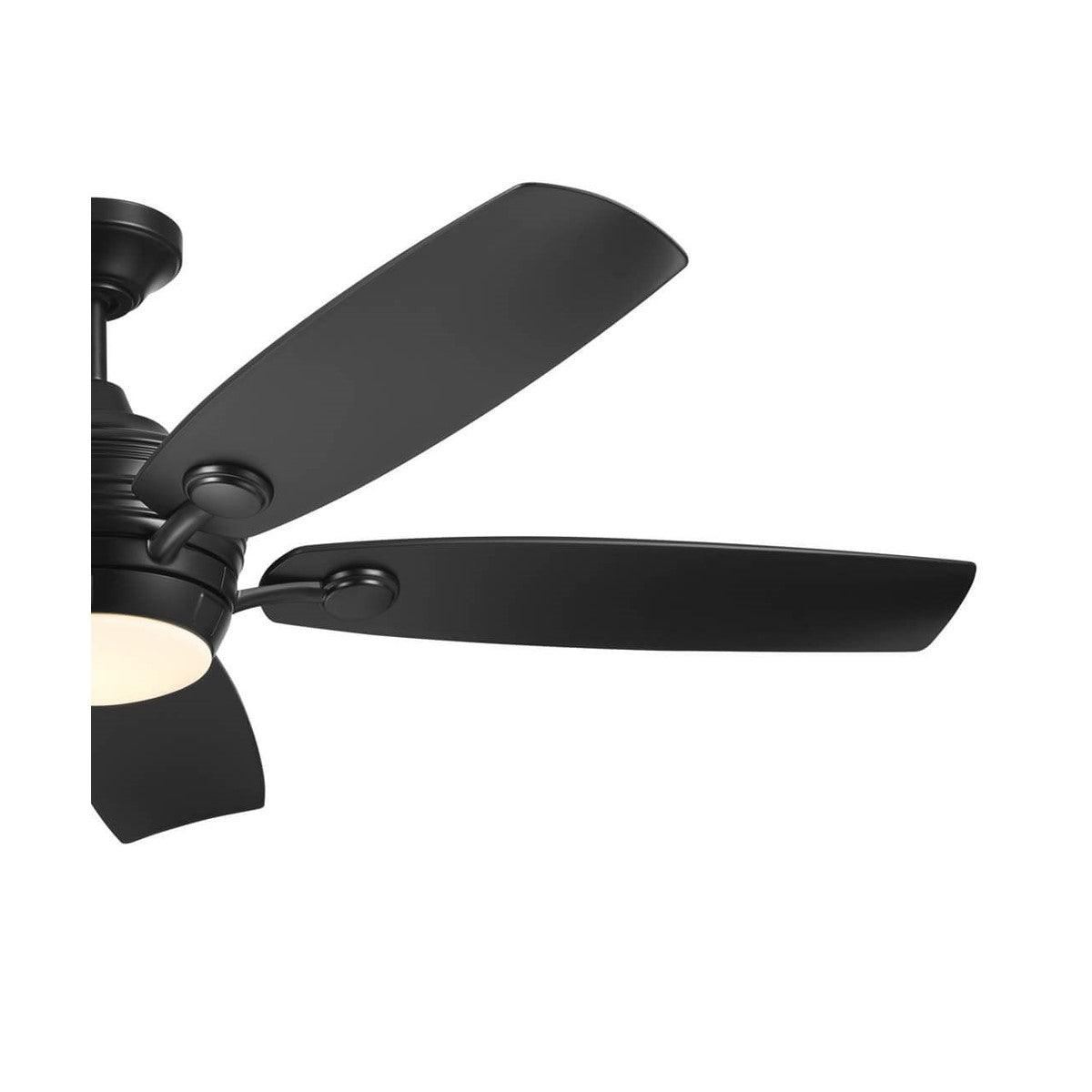 Tranquil 56 Inch Satin Black LED Damp Rated Ceiling Fan with Remote - Bees Lighting