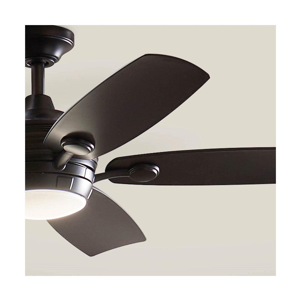 Tranquil 56 Inch Satin Black LED Damp Rated Ceiling Fan with Remote - Bees Lighting