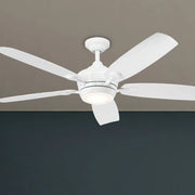 Tranquil 56 Inch White LED Damp Rated Ceiling Fan with Remote - Bees Lighting