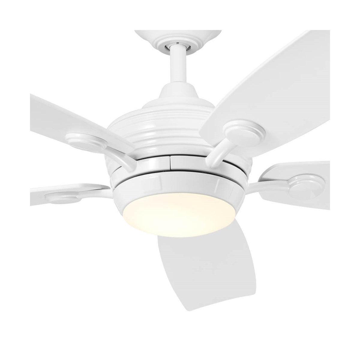 Tranquil 56 Inch White LED Damp Rated Ceiling Fan with Remote - Bees Lighting