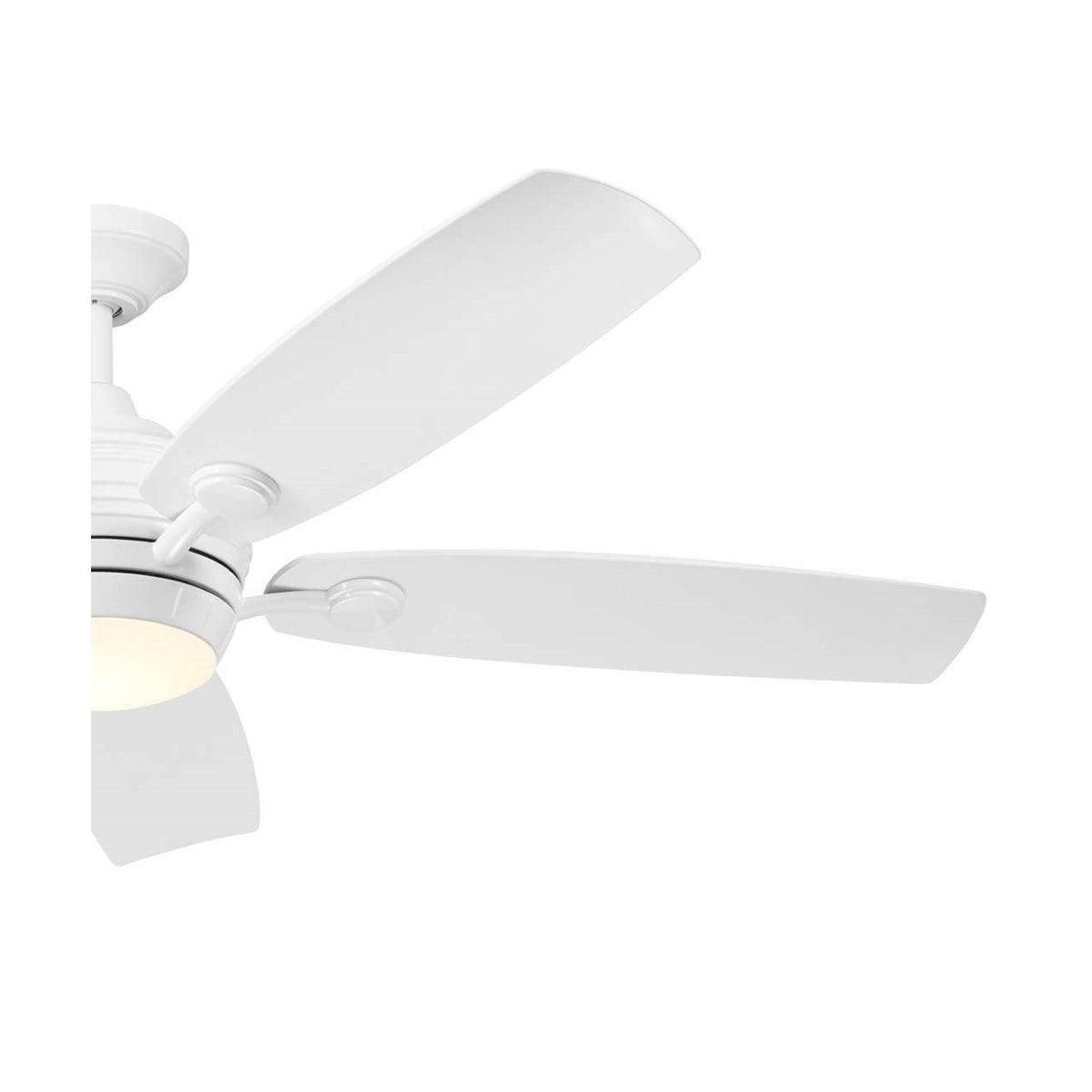 Tranquil 56 Inch White LED Damp Rated Ceiling Fan with Remote - Bees Lighting