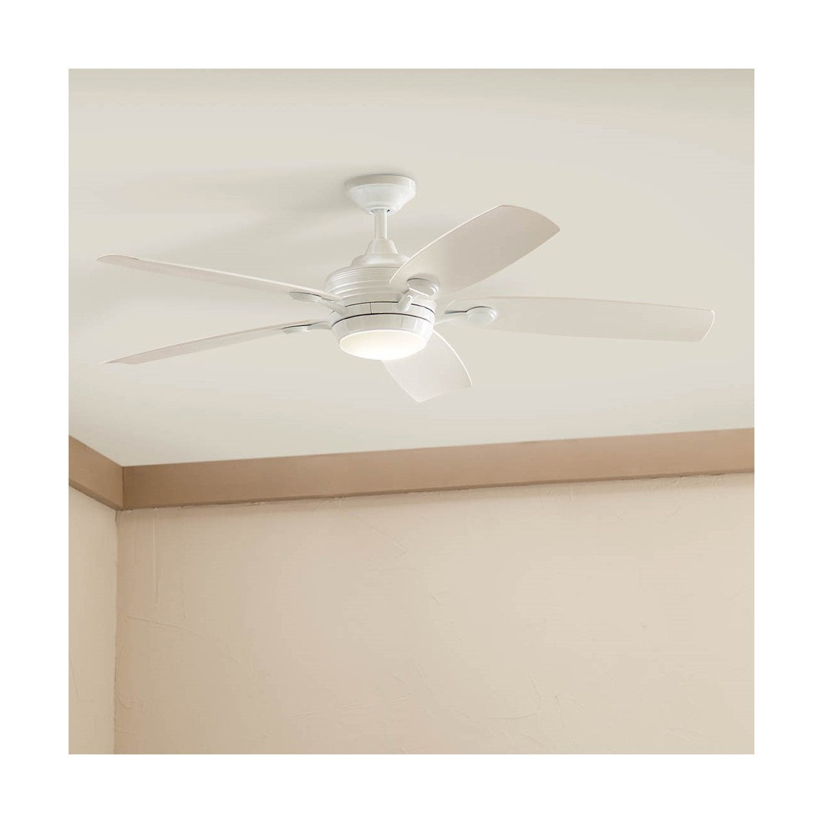 Tranquil 56 Inch White LED Damp Rated Ceiling Fan with Remote - Bees Lighting