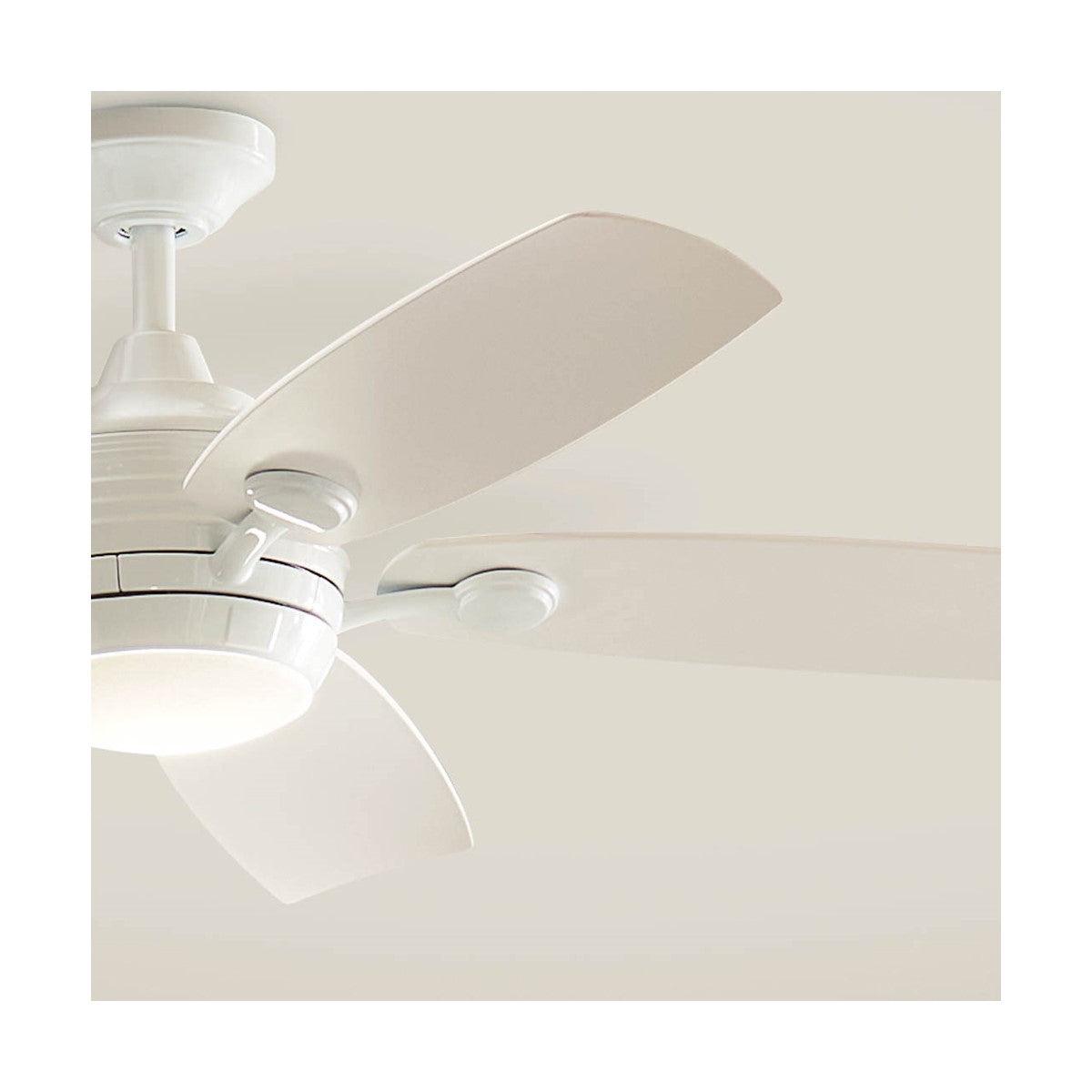 Tranquil 56 Inch White LED Damp Rated Ceiling Fan with Remote - Bees Lighting