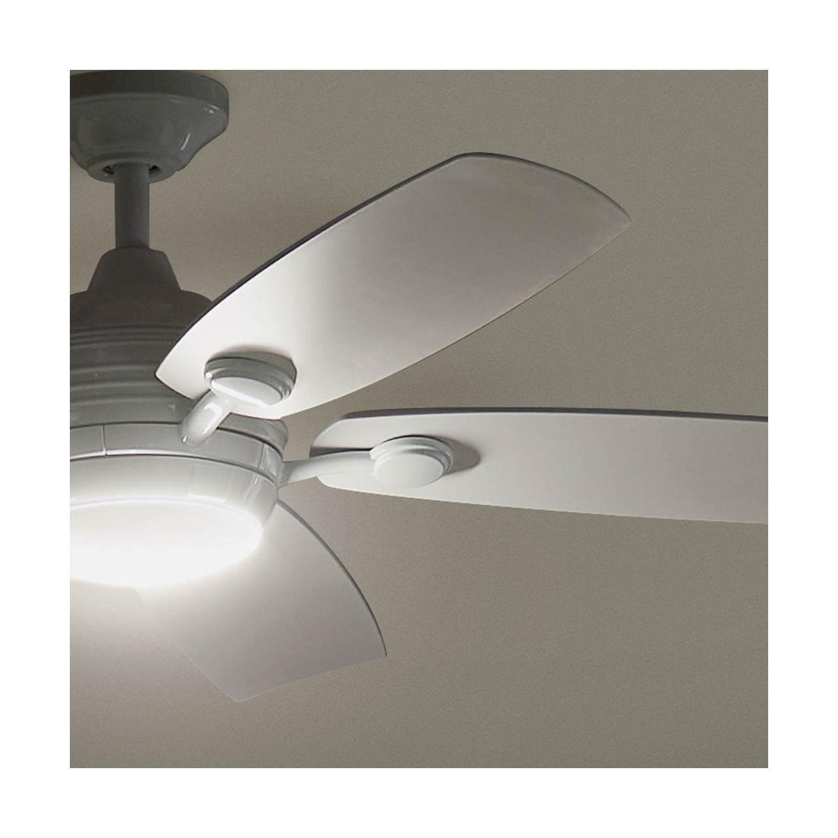 Tranquil 56 Inch White LED Damp Rated Ceiling Fan with Remote - Bees Lighting