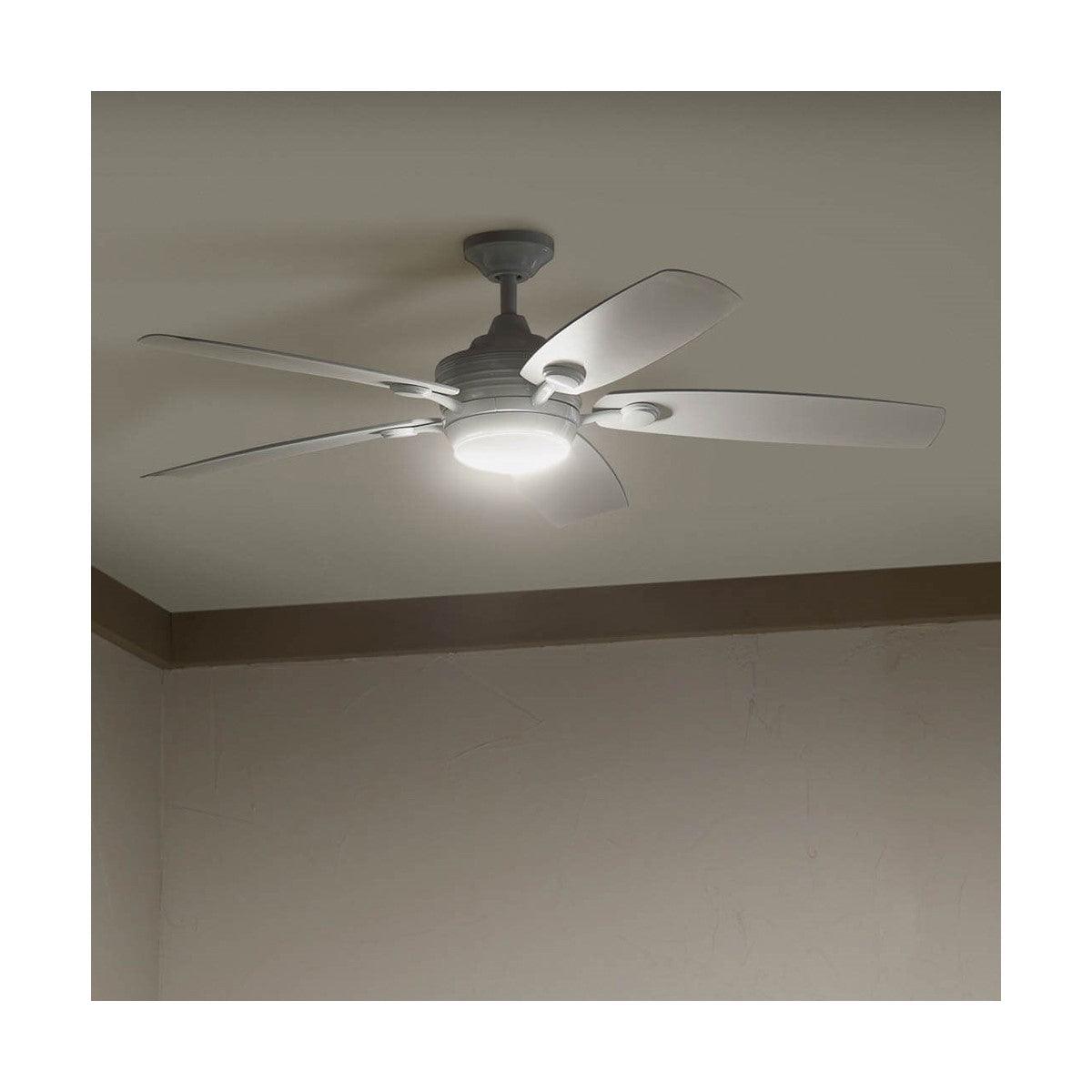 Tranquil 56 Inch White LED Damp Rated Ceiling Fan with Remote - Bees Lighting