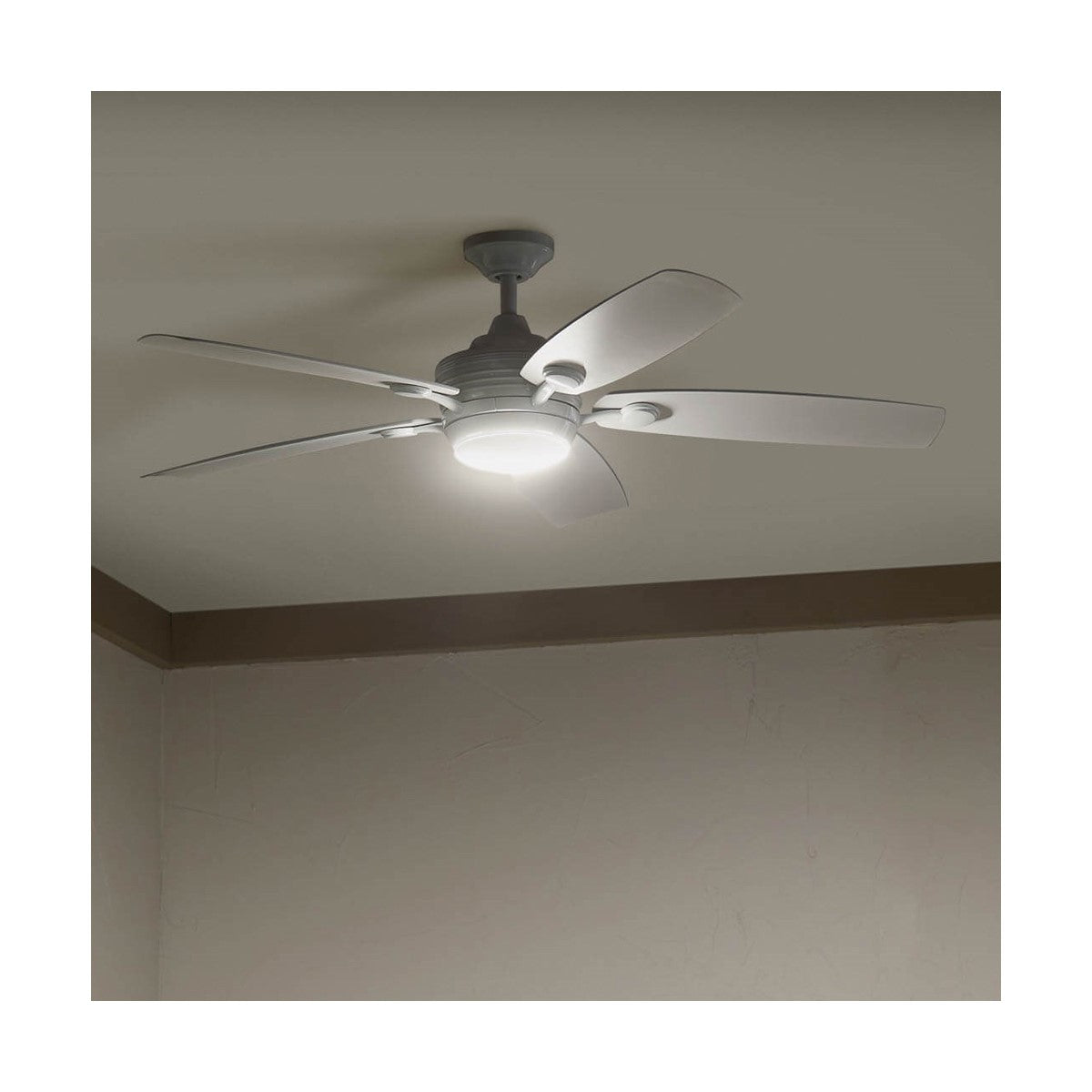 Tranquil 56 Inch White LED Damp Rated Ceiling Fan with Remote - Bees Lighting