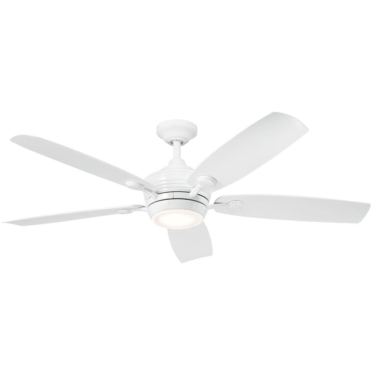 Tranquil 56 Inch White LED Damp Rated Ceiling Fan with Remote - Bees Lighting
