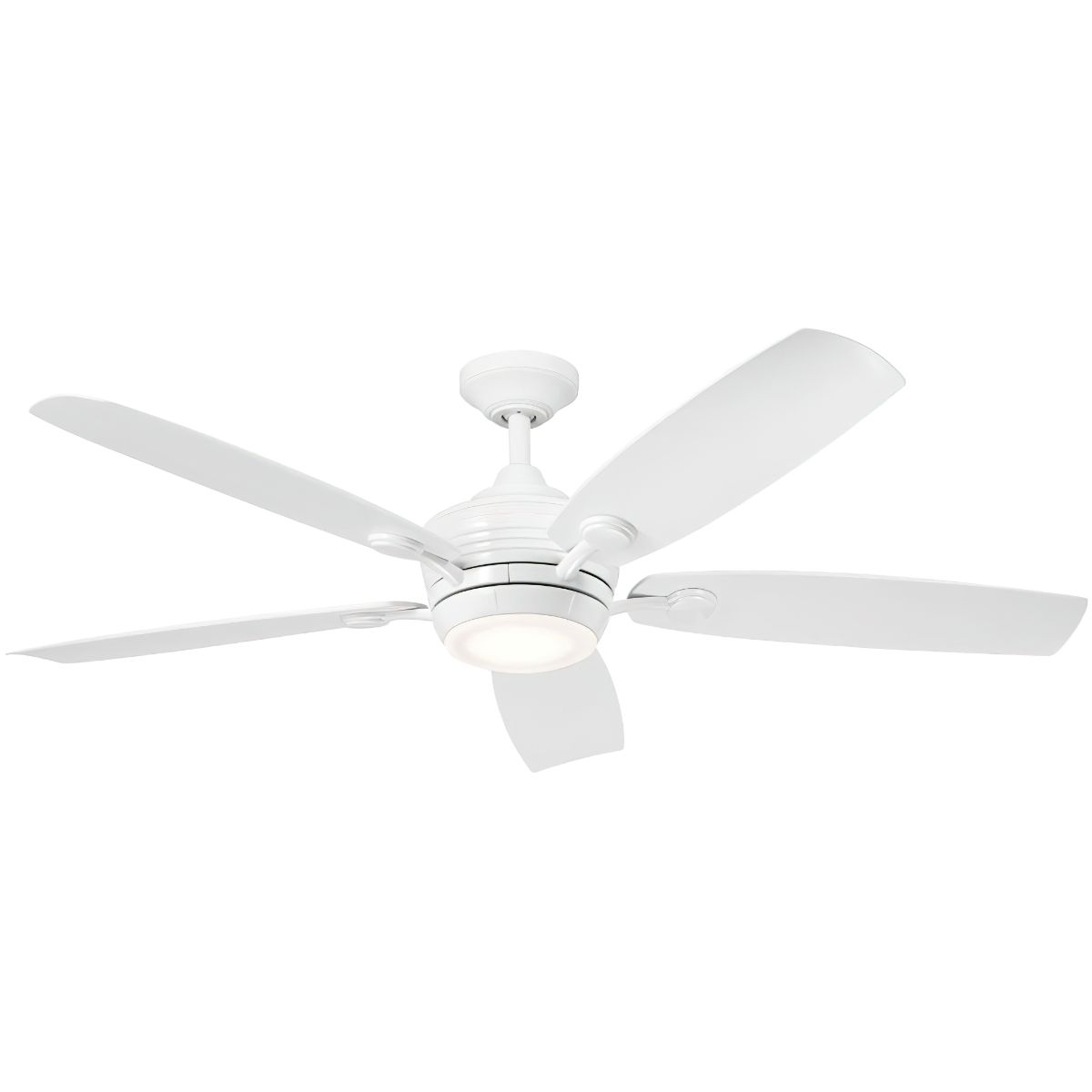 Tranquil 56 Inch White LED Damp Rated Ceiling Fan with Remote - Bees Lighting