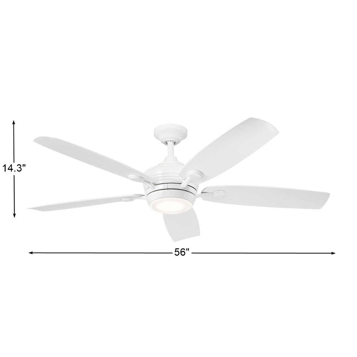 Tranquil 56 Inch White LED Damp Rated Ceiling Fan with Remote - Bees Lighting