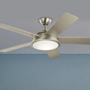 Verdi 56 Inch Brushed Nickel LED Coastal Ceiling Fan with Remote - Bees Lighting