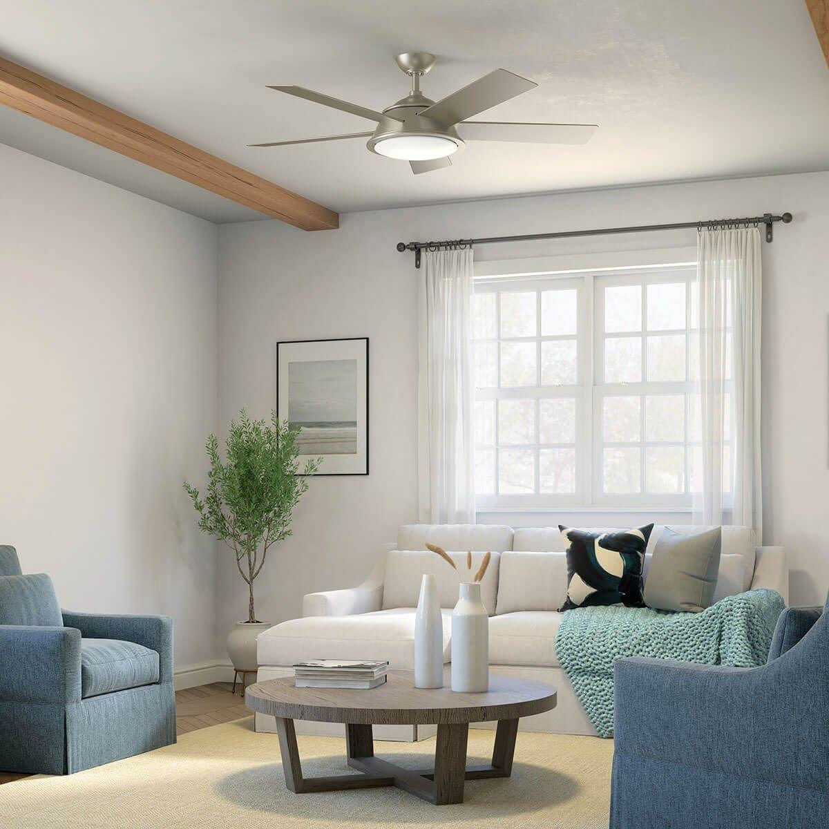 Verdi 56 Inch Brushed Nickel LED Coastal Ceiling Fan with Remote - Bees Lighting