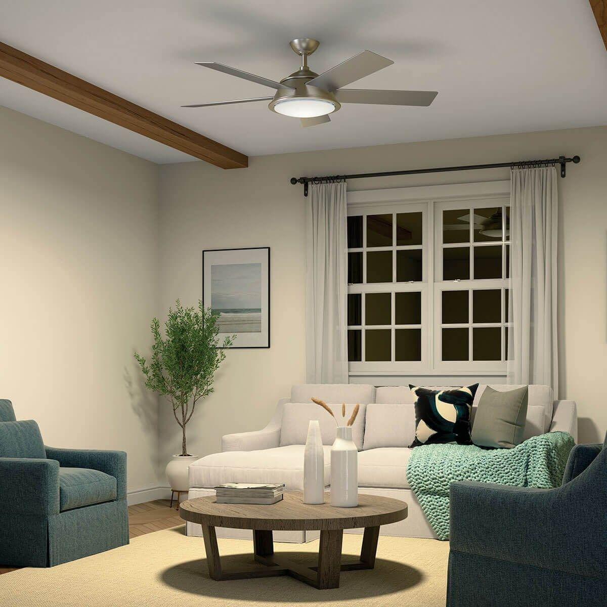 Verdi 56 Inch Brushed Nickel LED Coastal Ceiling Fan with Remote - Bees Lighting
