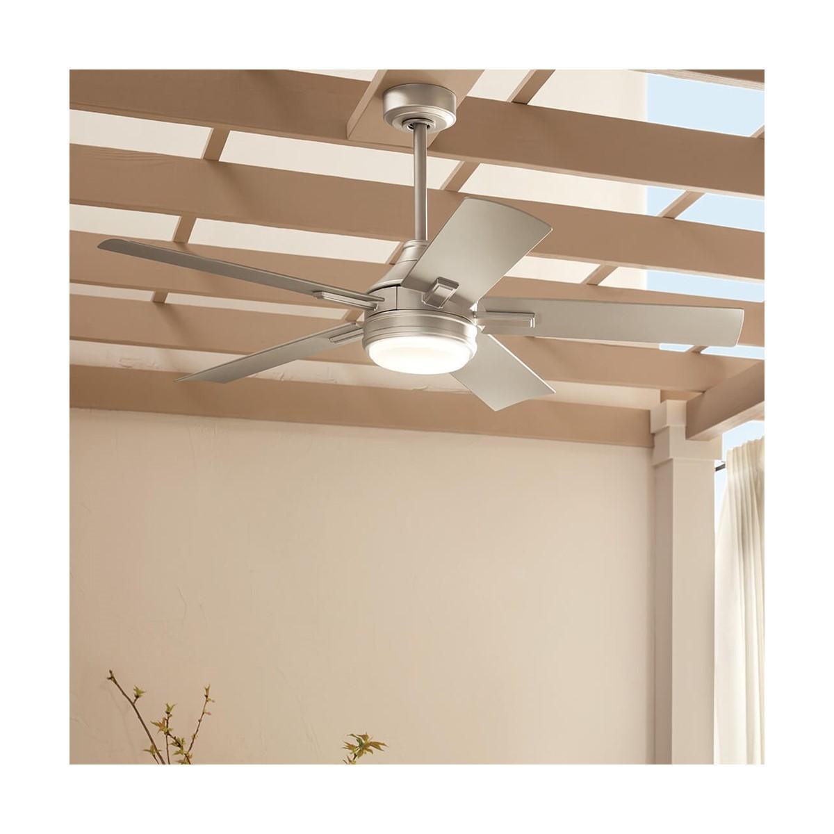 Tide Weather+ 52 Inch Brushed Nickel LED Wet Rated Ceiling Fan with Remote - Bees Lighting