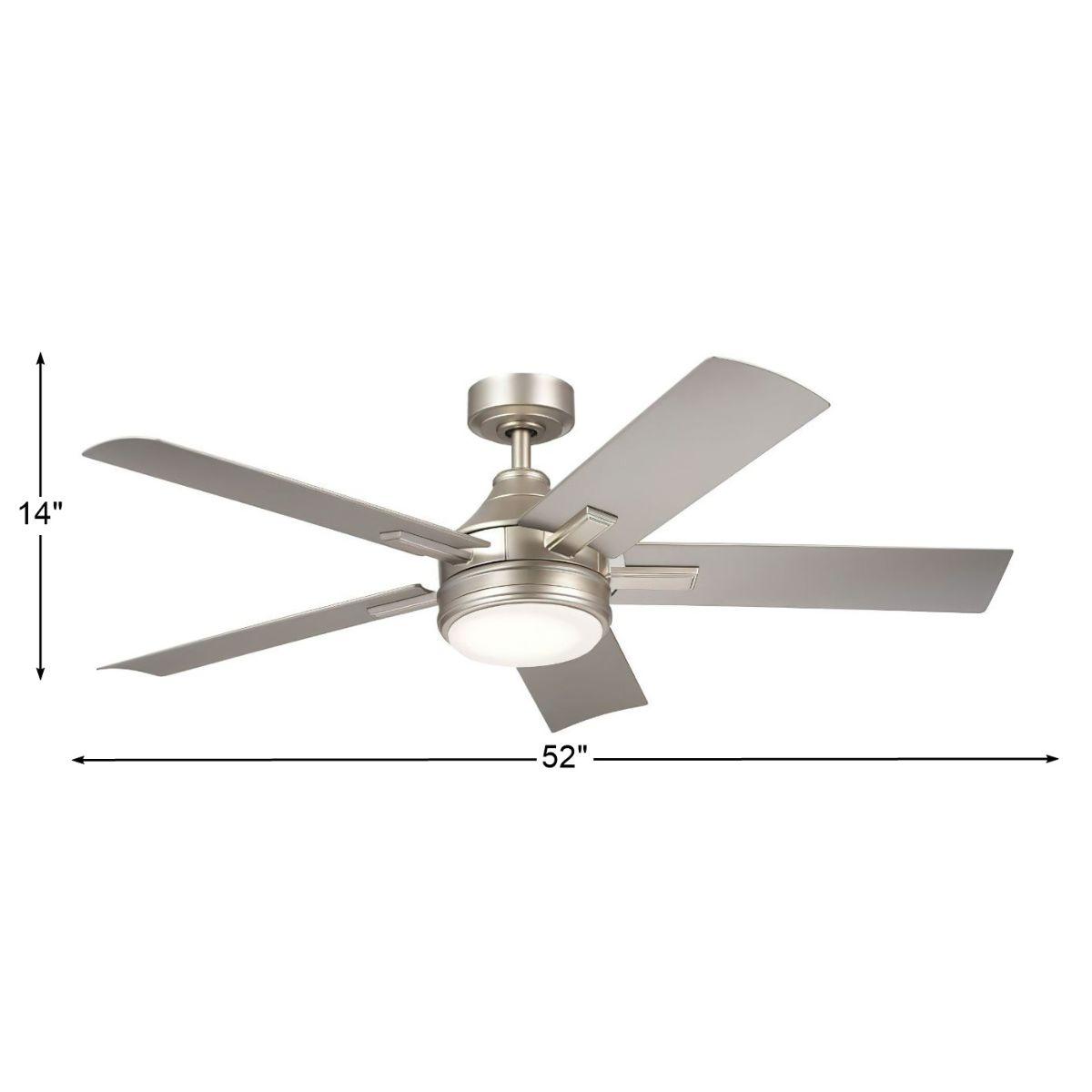 Tide Weather+ 52 Inch Brushed Nickel LED Wet Rated Ceiling Fan with Remote - Bees Lighting