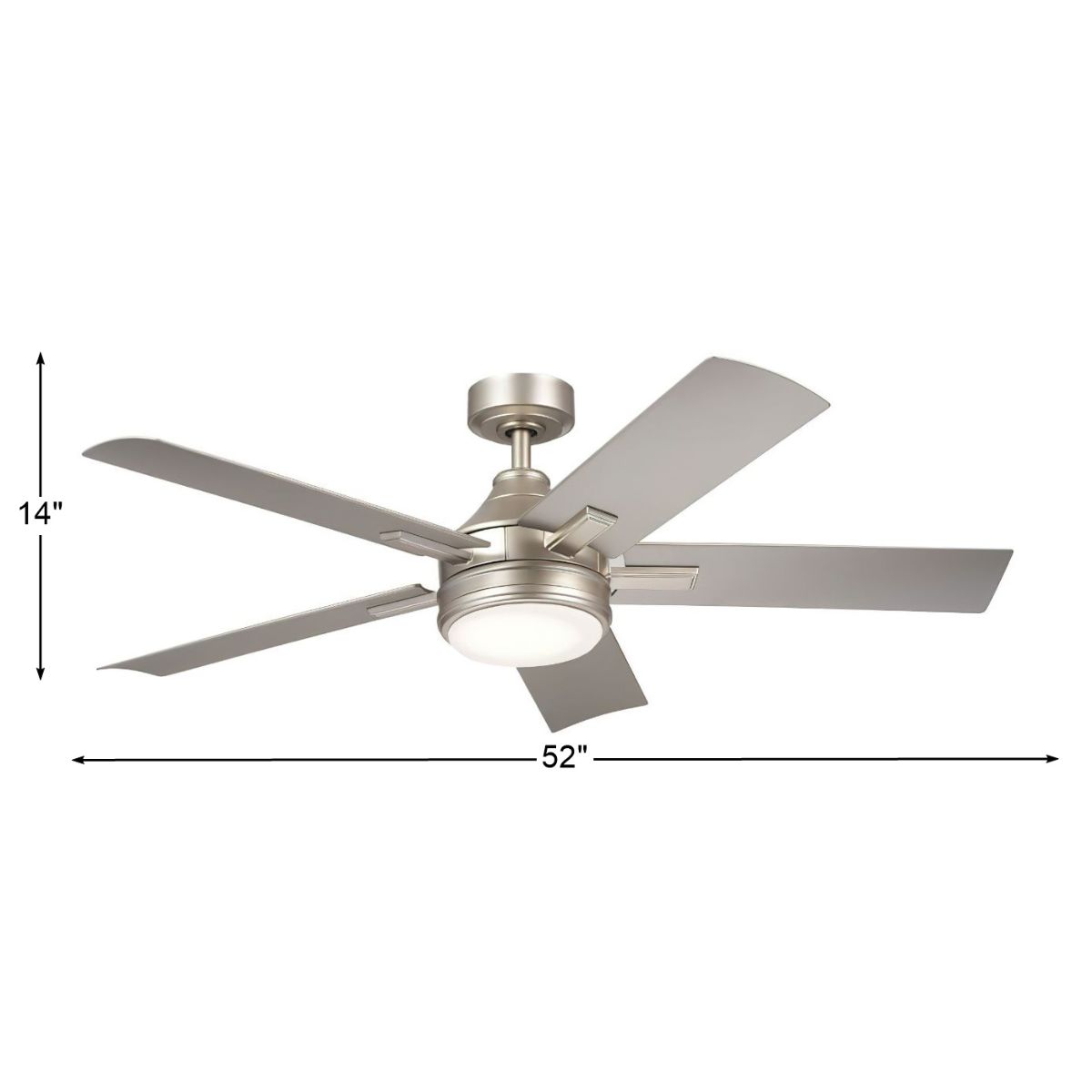 Tide Weather+ 52 Inch Brushed Nickel LED Wet Rated Ceiling Fan with Remote - Bees Lighting