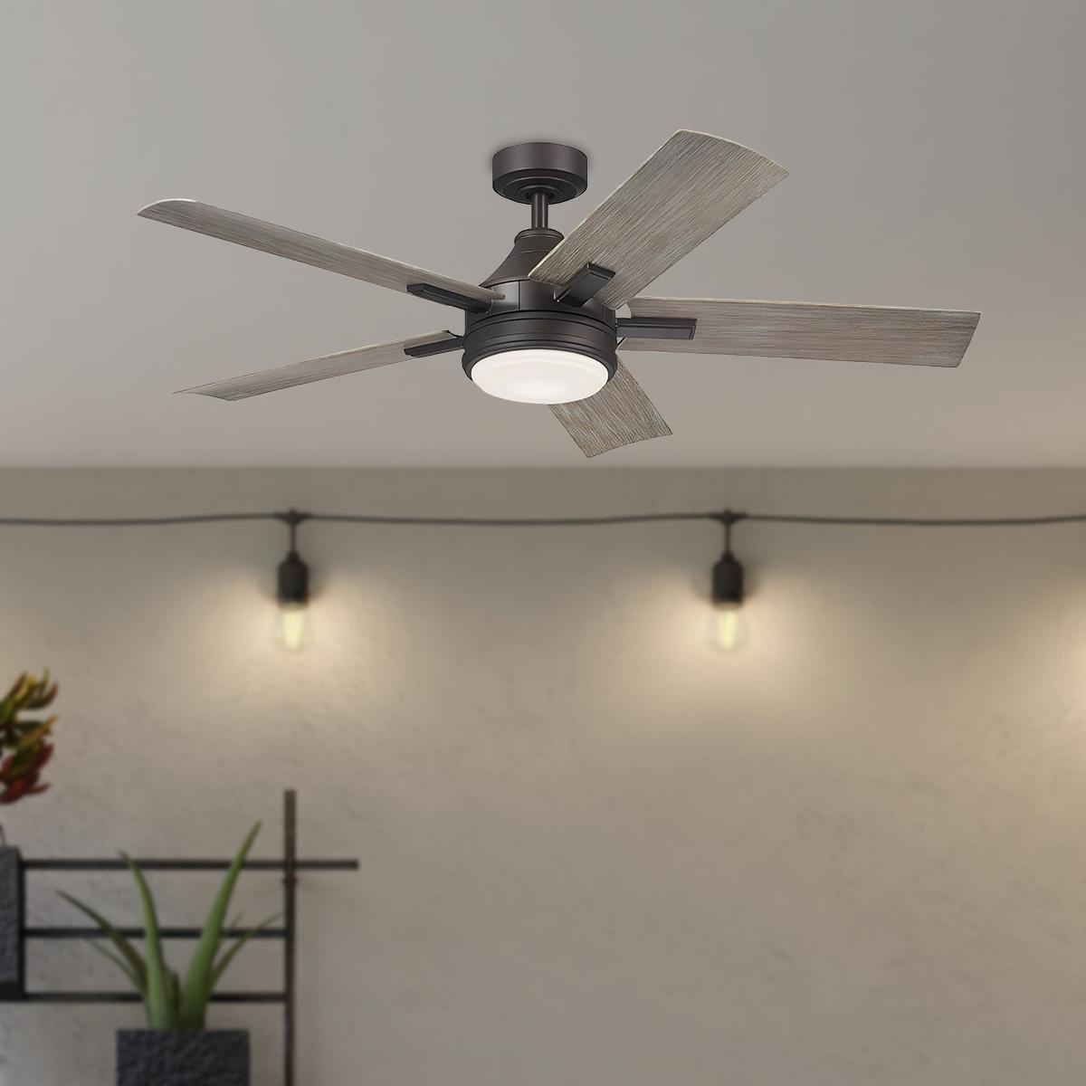 Tide 52 Inch Outdoor Ceiling Fan With Light And Remote, Marine Grade