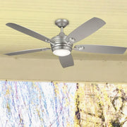 Tranquil Weather+ 56 Inch Brushed Nickel LED Wet Rated Ceiling Fan with Remote - Bees Lighting