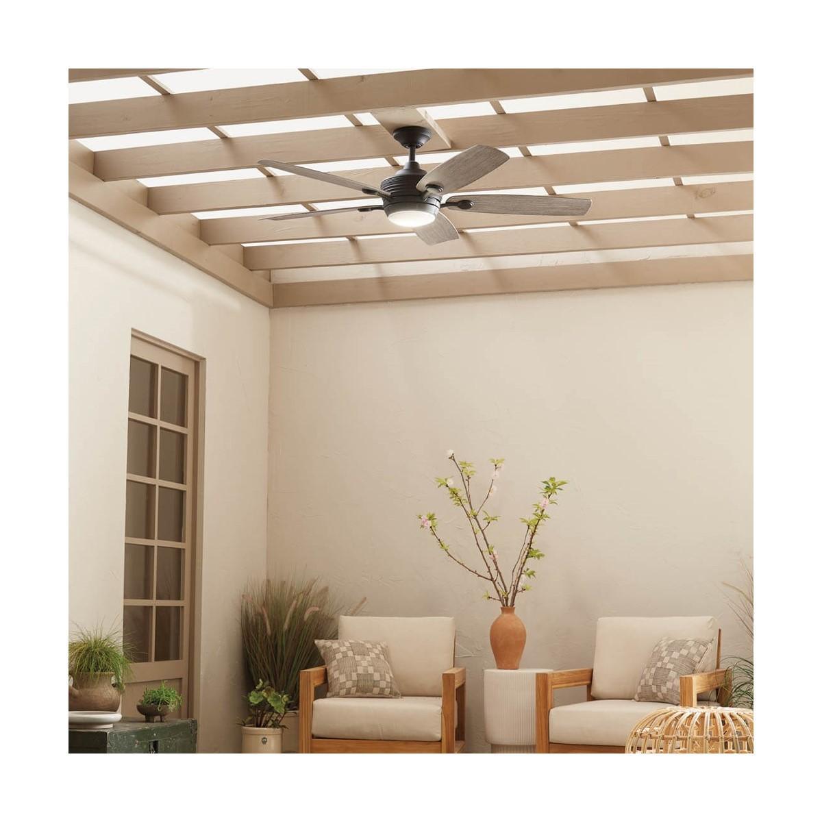 Tranquil Weather+ 56 Inch Olde Bronze LED Wet Rated Ceiling Fan with Remote - Bees Lighting