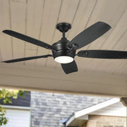 Tranquil Weather+ 56 Inch Satin Black LED Wet Rated Ceiling Fan with Remote - Bees Lighting
