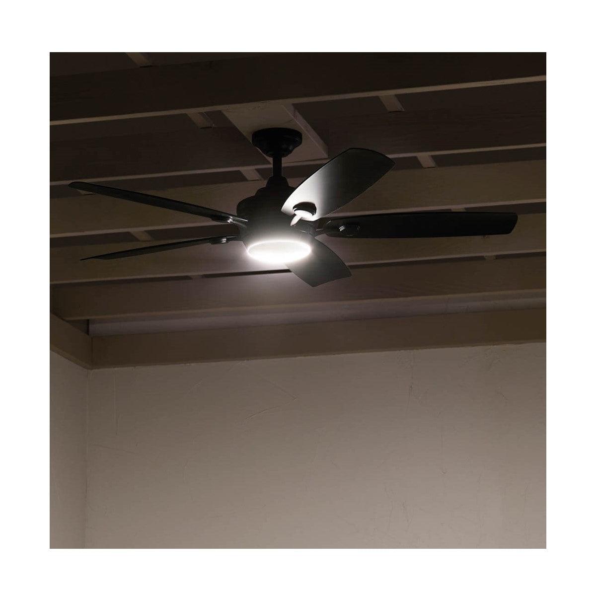 Tranquil Weather+ 56 Inch Satin Black LED Wet Rated Ceiling Fan with Remote - Bees Lighting