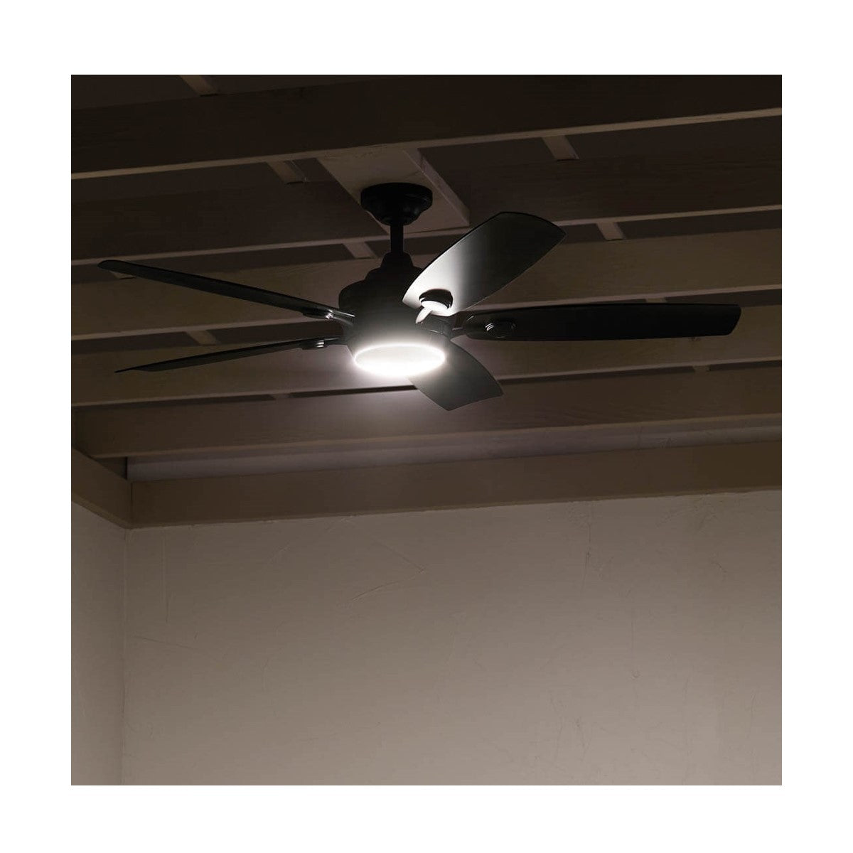 Tranquil Weather+ 56 Inch Satin Black LED Wet Rated Ceiling Fan with Remote - Bees Lighting