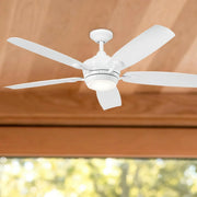 Tranquil Weather+ 56 Inch White LED Wet Rated Ceiling Fan with Remote - Bees Lighting