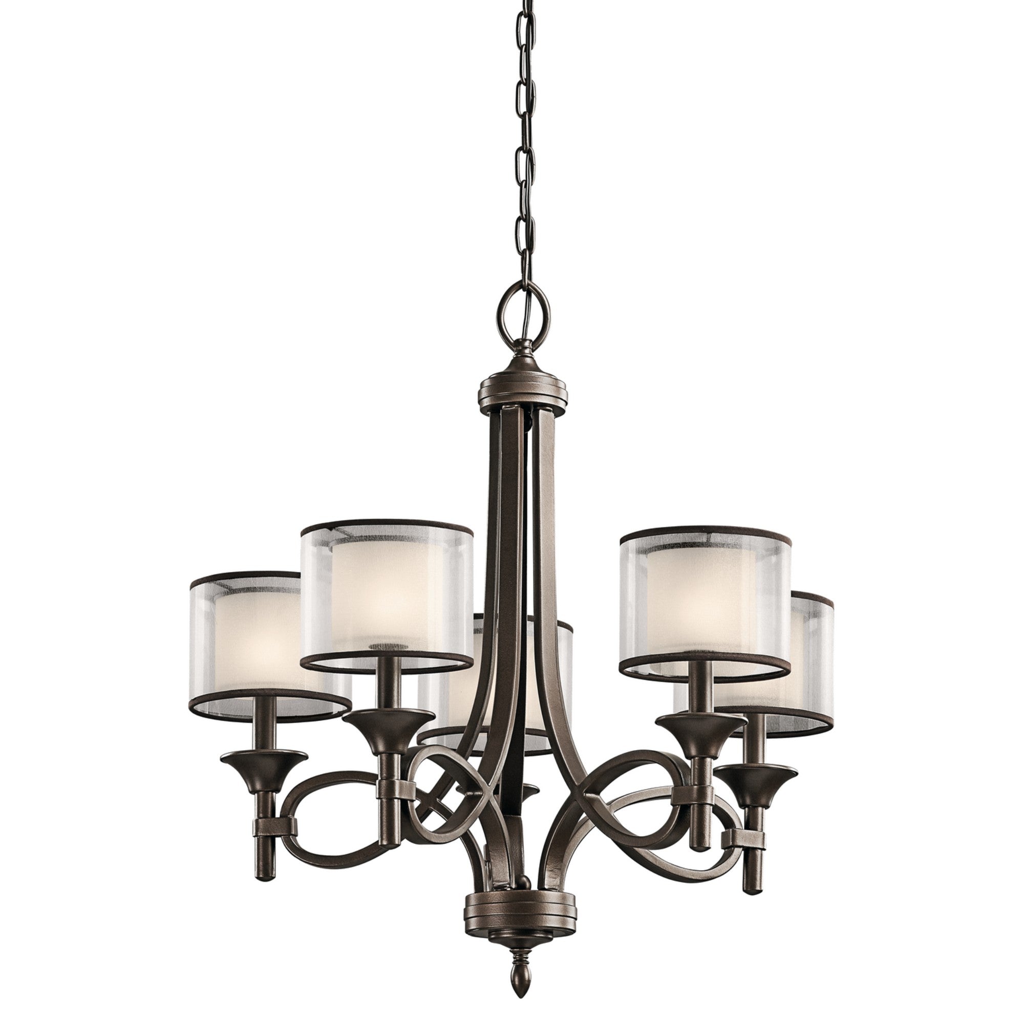 Lacey 25" 5-Light Chandelier, Mission Bronze Finish - Bees Lighting