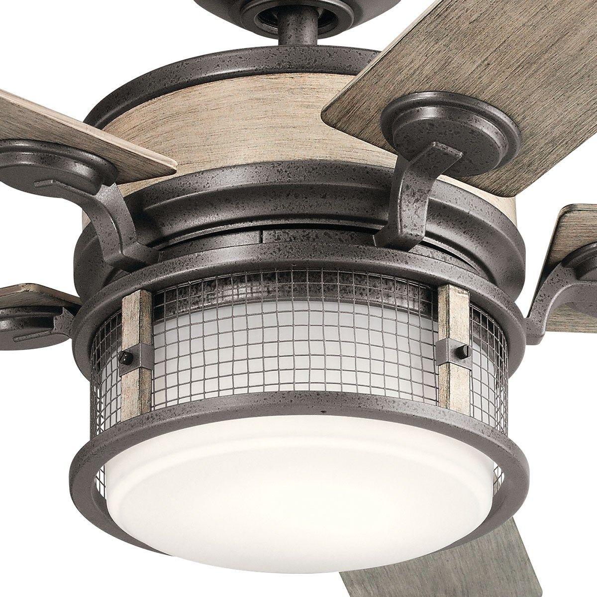 Ahrendale 60 Inch Anvil Iron Caged LED Outdoor Ceiling Fan with Wall Control - Bees Lighting