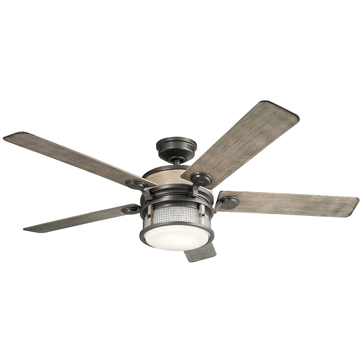 Ahrendale 60 Inch Anvil Iron Caged LED Outdoor Ceiling Fan with Wall Control - Bees Lighting