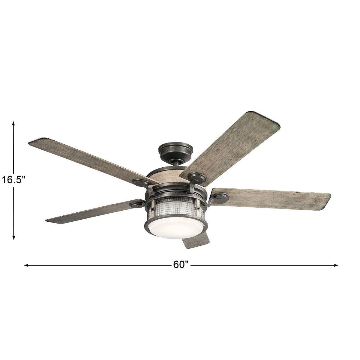 Ahrendale 60 Inch Farmhouse Caged Outdoor Ceiling Fan With Light, Wall Control Included