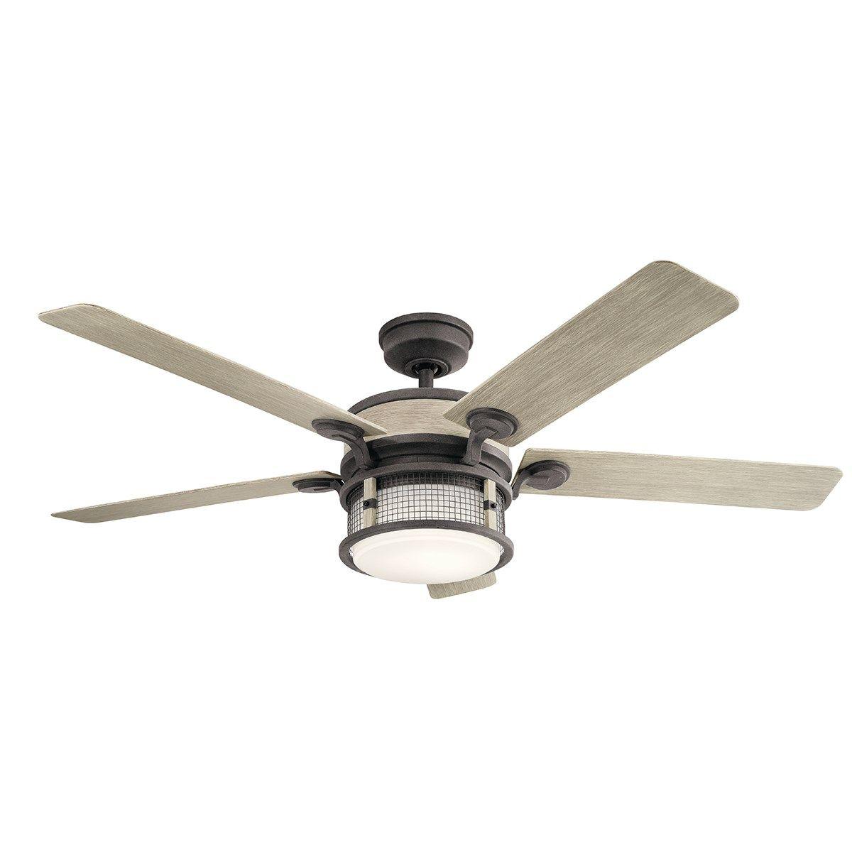 Ahrendale 60 Inch Farmhouse Caged Outdoor Ceiling Fan With Light, Wall Control Included