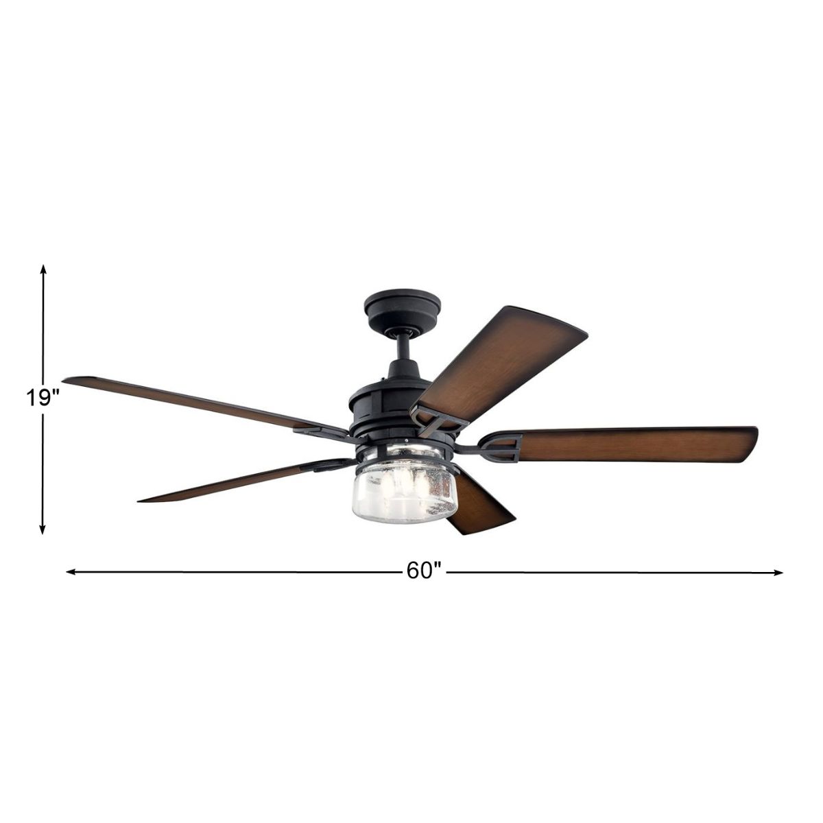 Lyndon Patio 60 Inch Black LED Outdoor Ceiling Fan with Wall Control - Bees Lighting