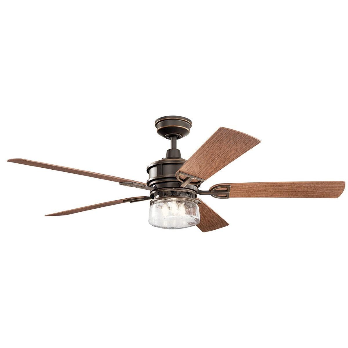 Lyndon 60 Inch Rustic Outdoor Ceiling Fan With Light And Wall Control