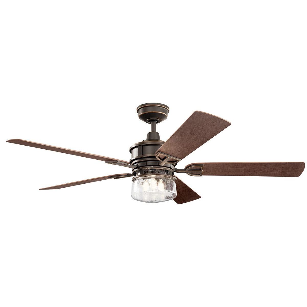 Lyndon 60 Inch Rustic Outdoor Ceiling Fan With Light And Wall Control