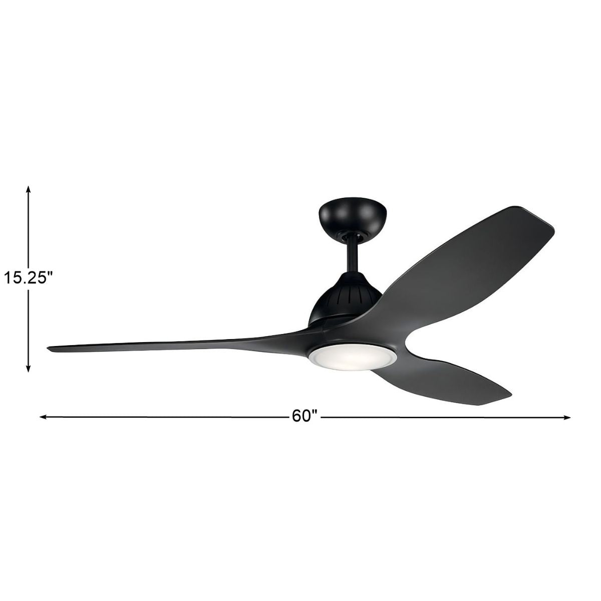 Jace 60 Inch Satin Black Damp Rated LED Ceiling Fan with Wall Control - Bees Lighting