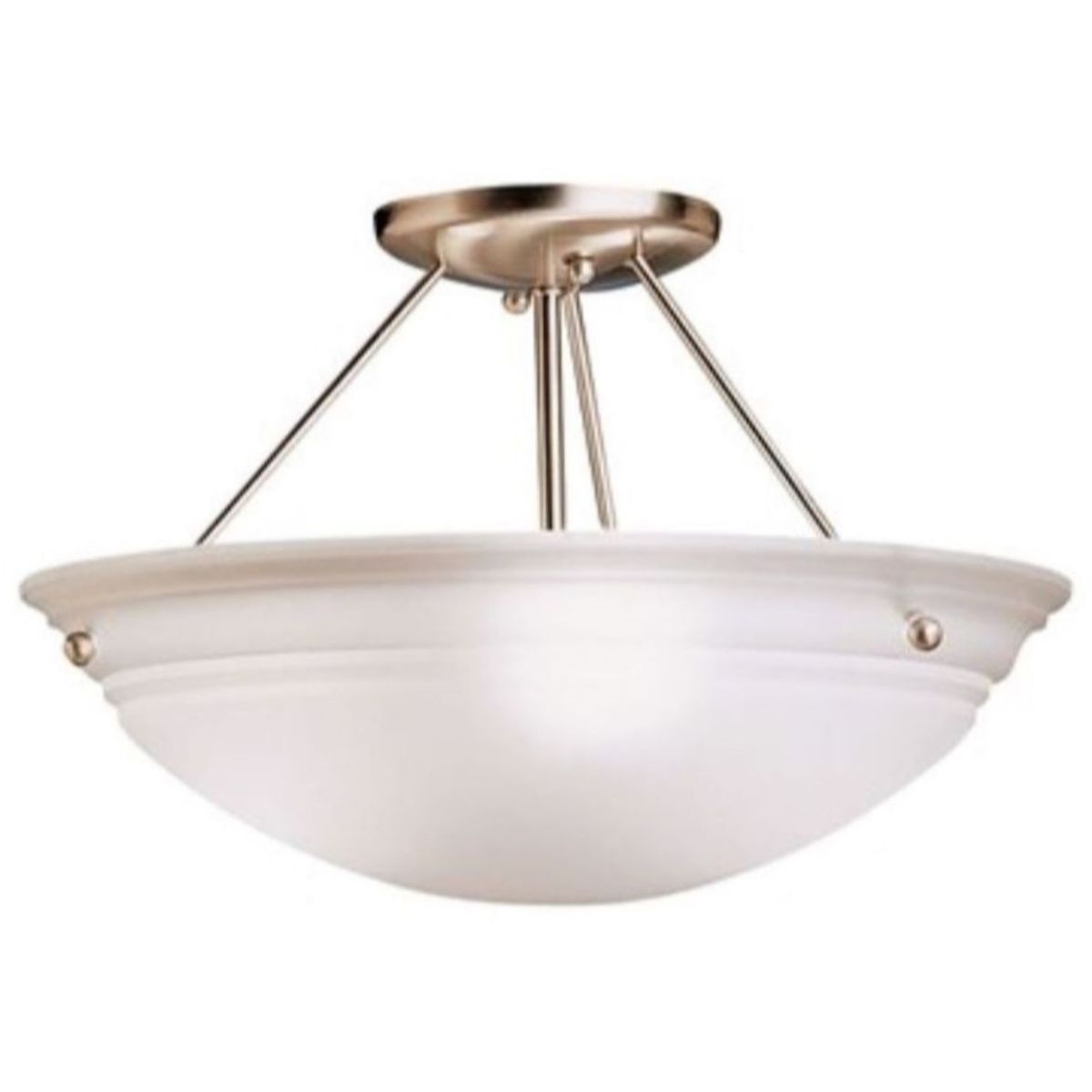 Cove Molding Top Glass 15 in. 3 Lights Semi Flush Mount Light Nickel - Bees Lighting