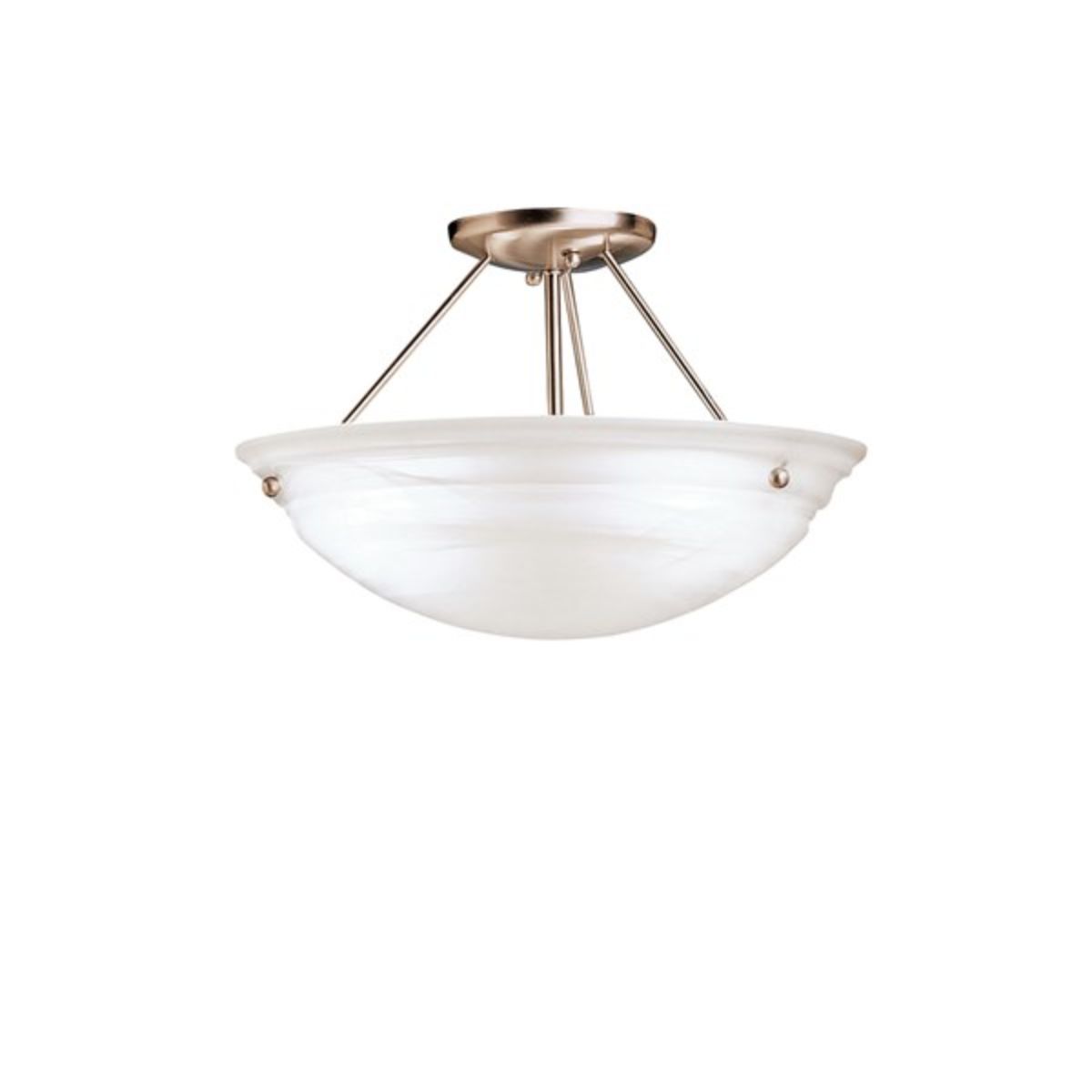 Cove Molding Top Glass 15 in. 3 Lights Semi Flush Mount Light Nickel - Bees Lighting