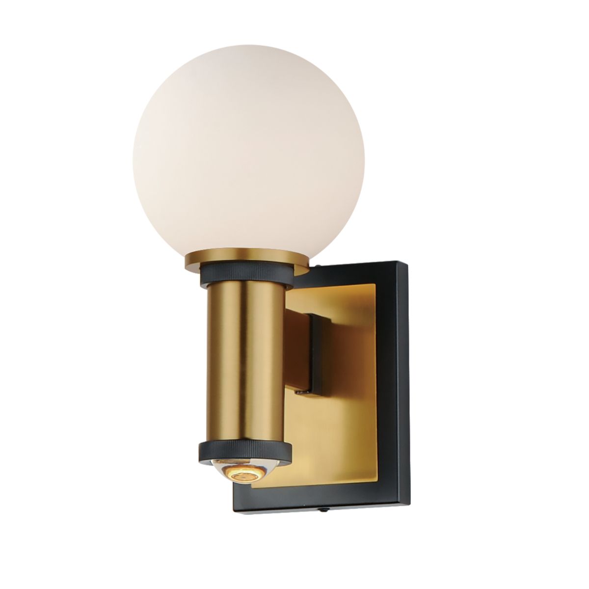 San Simeon 12 in. 2 Lights LED Armed Sconce Black & Antique Brass Finish - Bees Lighting